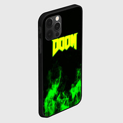 Чехол для iPhone 12 Pro Max Doom кислотное лого огонь, цвет: 3D-черный — фото 2