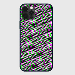 Чехол для iPhone 12 Pro Max Juventus glitch pattern, цвет: 3D-черный