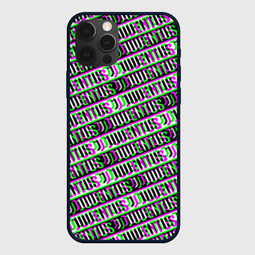 Чехол iPhone 12 Pro Max Juventus glitch pattern / 3D-Черный – фото 1