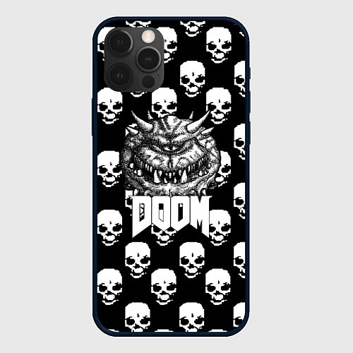 Чехол iPhone 12 Pro Max Doom какадемон черепа / 3D-Черный – фото 1