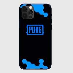 Чехол iPhone 12 Pro Max PUBG синие соты абстракция