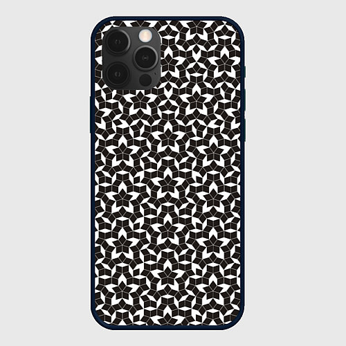 Чехол iPhone 12 Pro Max Паттерн Пенроуза: черно-белый / 3D-Черный – фото 1