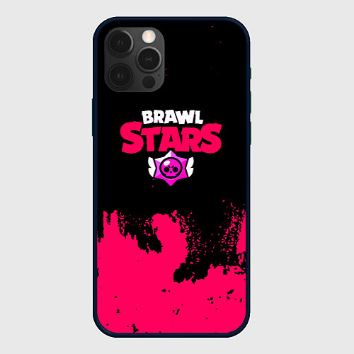 Чехол iPhone 12 Pro Max Brawl stars розовые краски / 3D-Черный – фото 1