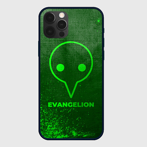 Чехол iPhone 12 Pro Max Evangelion - green gradient / 3D-Черный – фото 1