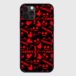 Чехол для iPhone 12 Pro Max Fortnite pattern game red, цвет: 3D-черный