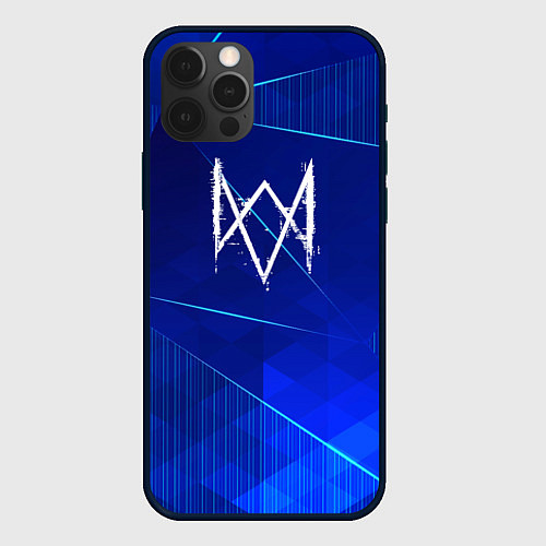 Чехол iPhone 12 Pro Max Watch Dogs blue poly / 3D-Черный – фото 1