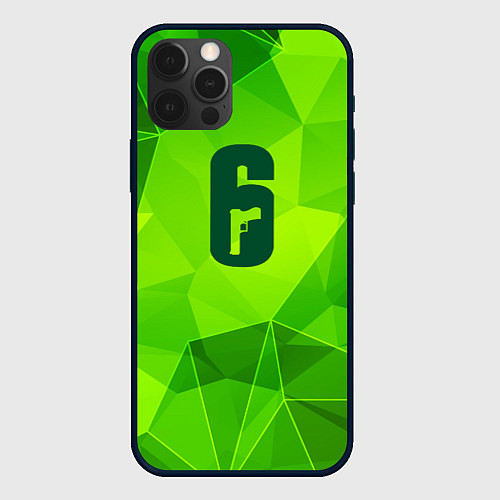 Чехол iPhone 12 Pro Max Rainbow Six green poly / 3D-Черный – фото 1