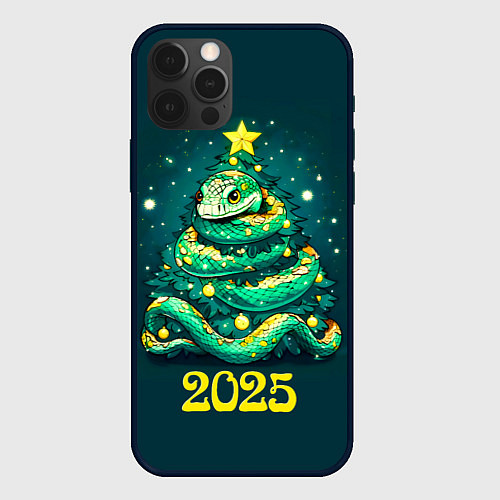 Чехол iPhone 12 Pro Max Змея ёлка 2025 / 3D-Черный – фото 1