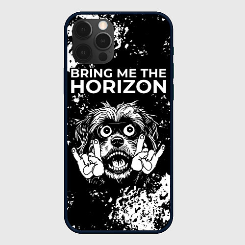 Чехол iPhone 12 Pro Max Bring Me the Horizon рок пес / 3D-Черный – фото 1