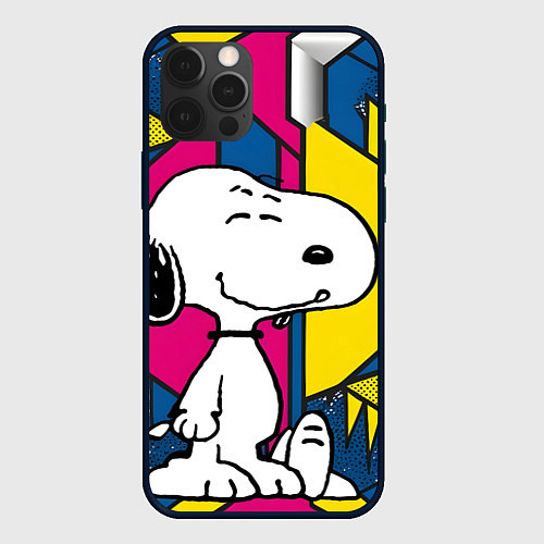 Чехол iPhone 12 Pro Max Снупи поп-арт / 3D-Черный – фото 1