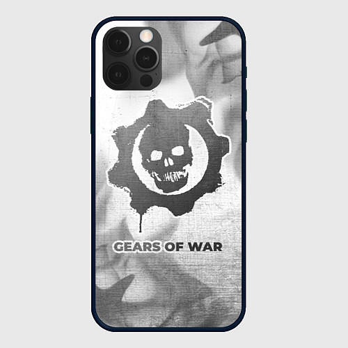 Чехол iPhone 12 Pro Max Gears of War - white gradient / 3D-Черный – фото 1