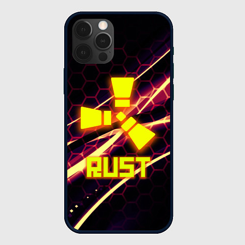 Чехол iPhone 12 Pro Max RUST game hexagon / 3D-Черный – фото 1