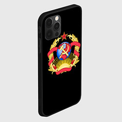 Чехол для iPhone 12 Pro Max Патриотический герб СССР, цвет: 3D-черный — фото 2