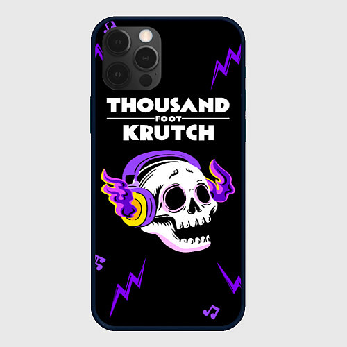 Чехол iPhone 12 Pro Max Thousand Foot Krutch неоновый череп / 3D-Черный – фото 1