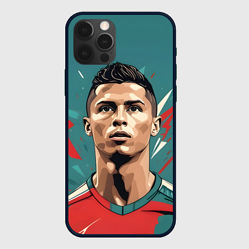Чехол iPhone 12 Pro Max Футболист Рональдо / 3D-Черный – фото 1