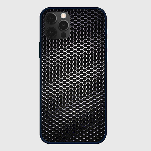Чехол iPhone 12 Pro Max Карбоновая металлическая сетка / 3D-Черный – фото 1