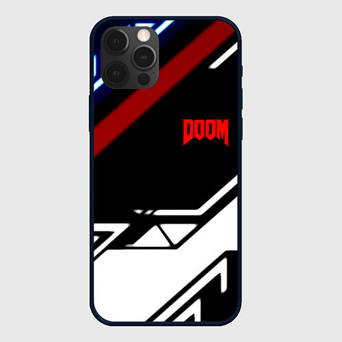 Чехол iPhone 12 Pro Max Doom steel geometry / 3D-Черный – фото 1