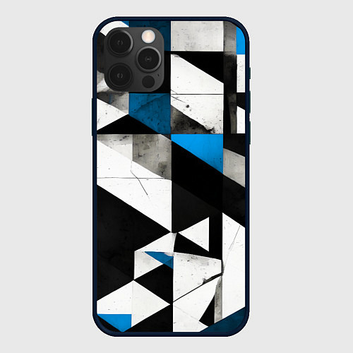 Чехол iPhone 12 Pro Max Black and blue abstraction on a white background / 3D-Черный – фото 1