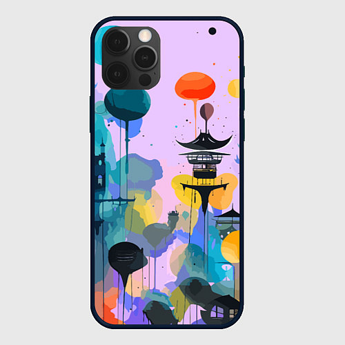 Чехол iPhone 12 Pro Max Фантазийный японский паттерн / 3D-Черный – фото 1