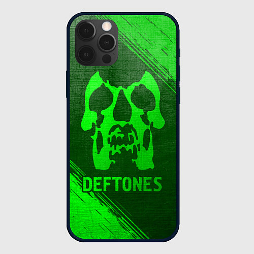 Чехол iPhone 12 Pro Max Deftones - green gradient / 3D-Черный – фото 1