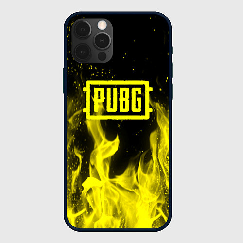 Чехол iPhone 12 Pro Max PUBG fire yellow / 3D-Черный – фото 1