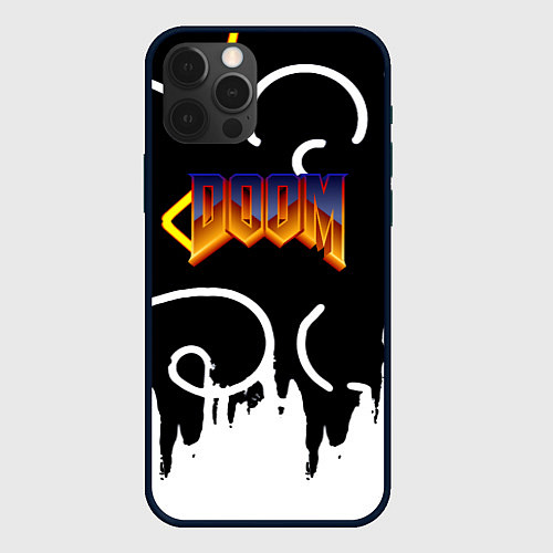 Чехол iPhone 12 Pro Max Doom game pattern / 3D-Черный – фото 1