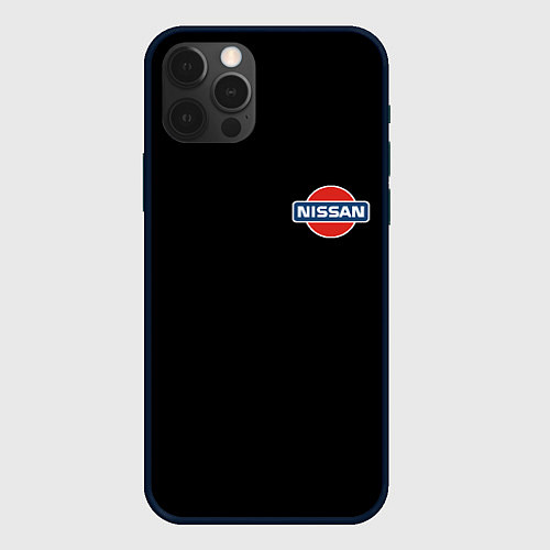 Чехол iPhone 12 Pro Max Nissan logo steel / 3D-Черный – фото 1