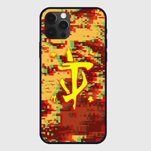 Чехол iPhone 12 Pro Max Doom камуфляж глитч / 3D-Черный – фото 1