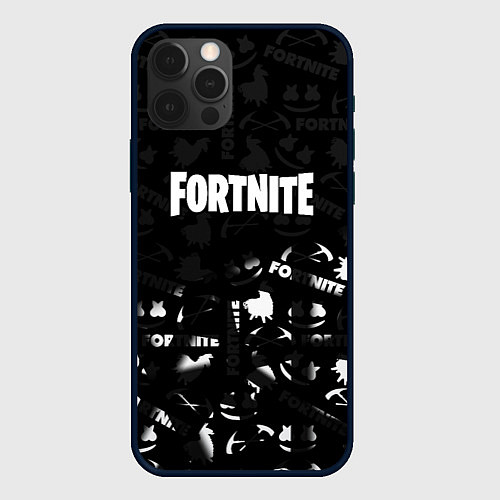 Чехол iPhone 12 Pro Max Fortnite pattern black / 3D-Черный – фото 1