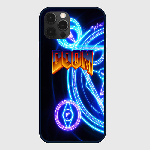 Чехол iPhone 12 Pro Max Doom мистические символы / 3D-Черный – фото 1