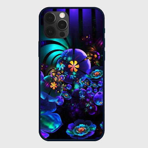 Чехол iPhone 12 Pro Max Оптический фрактальный цветок / 3D-Черный – фото 1