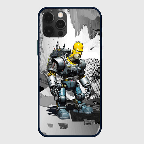 Чехол iPhone 12 Pro Max Homer Simpson cool cyborg - ai art fantasy / 3D-Черный – фото 1