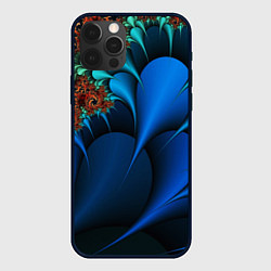 Чехол для iPhone 12 Pro Max Фрактальный узор голубой, цвет: 3D-черный