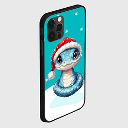 Чехол для iPhone 12 Pro Max Новогодняя голубая змейка символ 2025, цвет: 3D-черный — фото 2