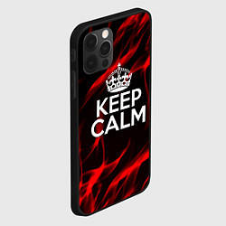 Чехол для iPhone 12 Pro Max Keep calm flame red, цвет: 3D-черный — фото 2