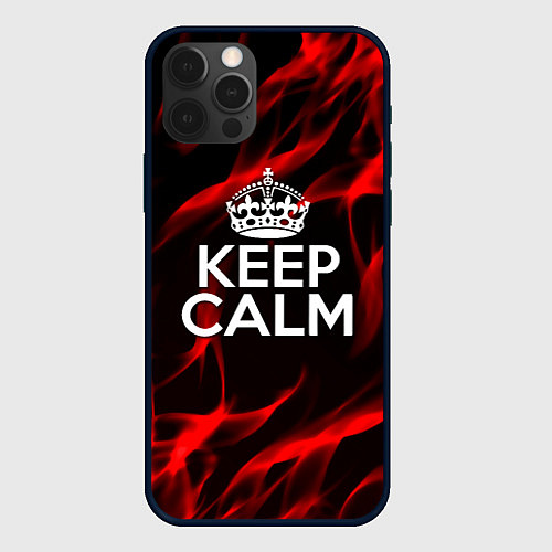 Чехол iPhone 12 Pro Max Keep calm flame red / 3D-Черный – фото 1