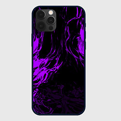 Чехол для iPhone 12 Pro Max Фиолетовая энергия на чёрном фоне, цвет: 3D-черный