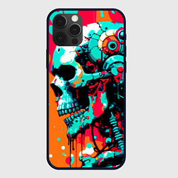 Чехол iPhone 12 Pro Max Cyber skull sketch - ai art fantasy