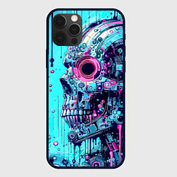 Чехол iPhone 12 Pro Max Cyber skull - blots sketch