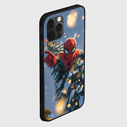 Чехол для iPhone 12 Pro Max Новогодний человек-паук, цвет: 3D-черный — фото 2