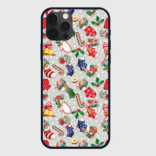 Чехол iPhone 12 Pro Max Christmas Pattern / 3D-Черный – фото 1