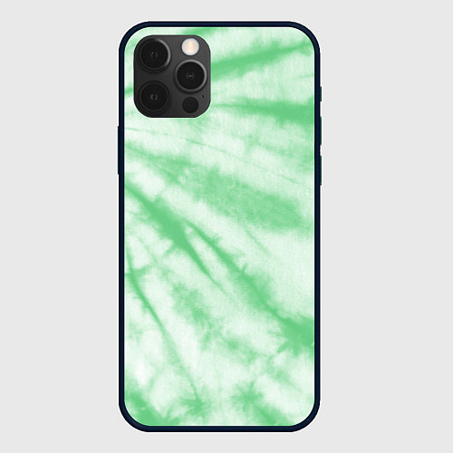 Чехол iPhone 12 Pro Max Салатовый тай дай / 3D-Черный – фото 1