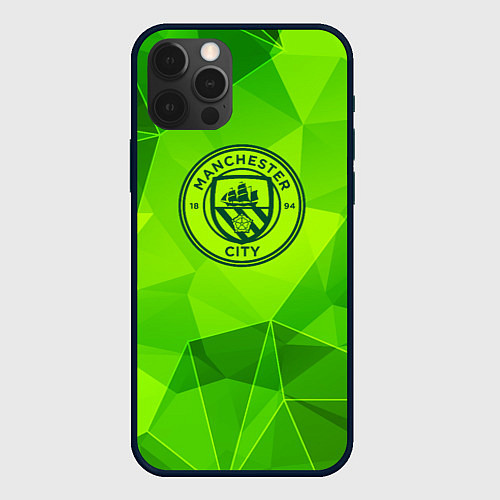 Чехол iPhone 12 Pro Max Manchester City green poly / 3D-Черный – фото 1