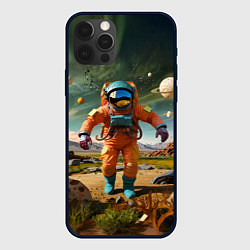 Чехол для iPhone 12 Pro Max Космонавт в оранжевом костюме, цвет: 3D-черный