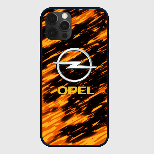 Чехол iPhone 12 Pro Max Opel штрихи огненные / 3D-Черный – фото 1