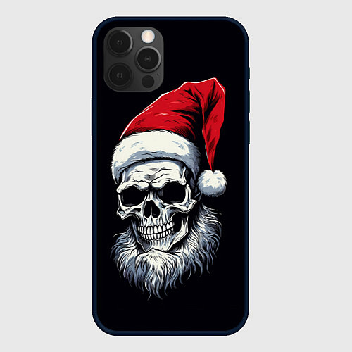 Чехол iPhone 12 Pro Max Santa skull / 3D-Черный – фото 1