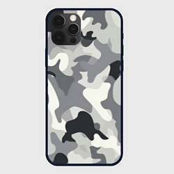Чехол для iPhone 12 Pro Max Бело-серый камуфляж, цвет: 3D-черный