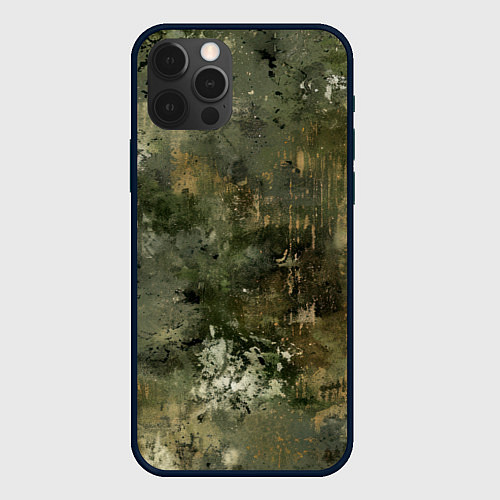 Чехол iPhone 12 Pro Max Камуфляж с потертостями / 3D-Черный – фото 1