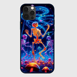 Чехол для iPhone 12 Pro Max Танец неоновых скелетов под грибами, цвет: 3D-черный