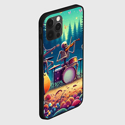 Чехол для iPhone 12 Pro Max Группа скелетов даёт концерт под грибами, цвет: 3D-черный — фото 2